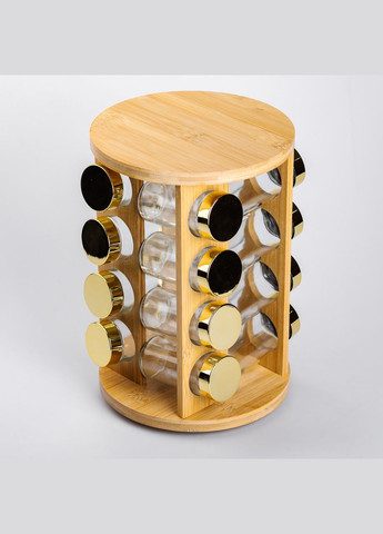 Набор емкостей для специй 16 баночек по 110 мл на деревянной подставке Yiwu (325686413)