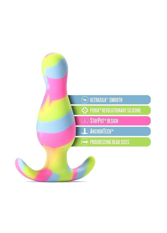 Анальная пробка конусообразная со стопером Avant Kaleido разноцветная Blush (303880572)