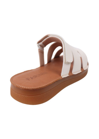 Белые шлепанцы женские молочные натуральная кожа FARINNI