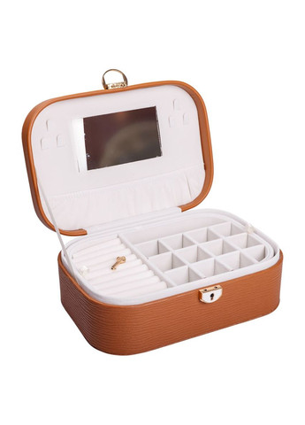 Шкатулка для украшений из эко кожи 2 яруса с замком органайзер для ювелирных изделий HP-5-1BR (A-033840) Yiwu (356729197)