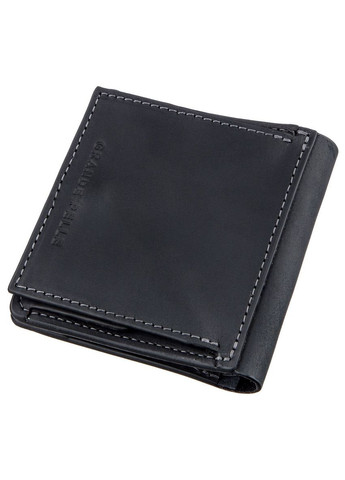 Шкіряне портмоне чоловіче з накладною монетницею 11222 Чорне Grande Pelle (306882204)