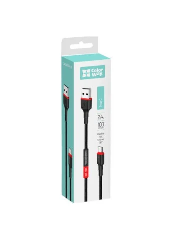 Дата кабель USB 2.0 AM to USB-C 1.0m 2.4А black (CW-CBUC064-BK) Colorway (396678808)