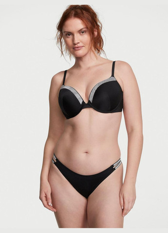 Чорний демісезонний жіночій купальник very sexy shinetrim push-up bikini top 85dd/xl Victoria's Secret
