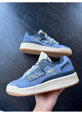 КРОССОВКИ ЖЕНСКИЕ ADIDAS FORUM 84 LOW BLUE DENIM GUM АДИДАС ФОРУМ 84 No Brand белые демисезоны (367178058)