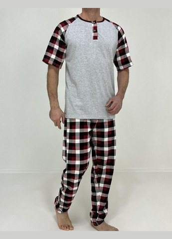 Піжама чоловіча Nico футболка + штани в клітинку 58-60 Сіра 83676857-3 Triko (276708877)