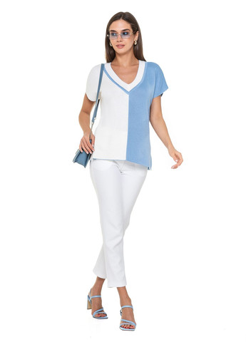 Блакитний жіноча тонка двоколірна блуза SVTR
