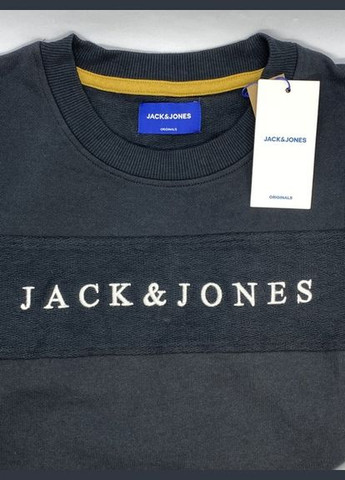 Свитшот Jack & Jones - Прямой крой однотонный черный кэжуал хлопок органический - (281451140)