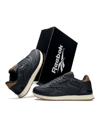Темно-синій Осінні кросівки чоловічі reebok No Brand Classic Leather Dark Navy