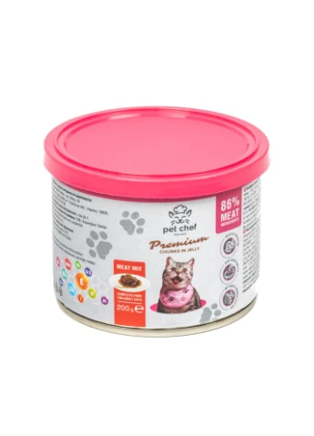 Влажный корм для кошек кусочки в желе Мясной микс 200 г Pet Chef (392124661)