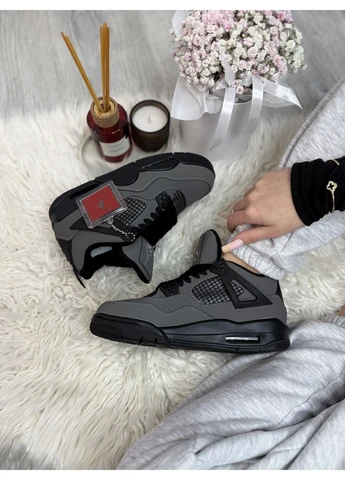 Черные демисезонные кроссовки мужские nike air jordan 4 grey black найк аир джордан черные No Brand