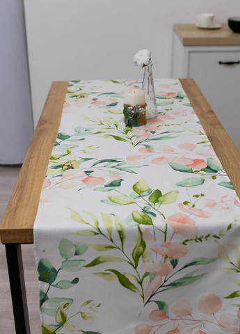 Скатертьдорожка (раннер) "Листочки зеленые" 180х47 см., тефлон Homedec - (318448243)