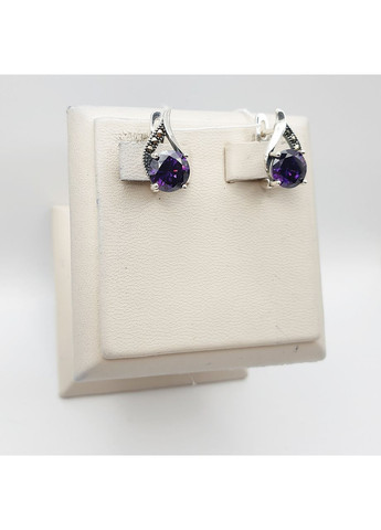 Сережки срібні з аметист альпінітом 4,9 г No Brand (369737083)