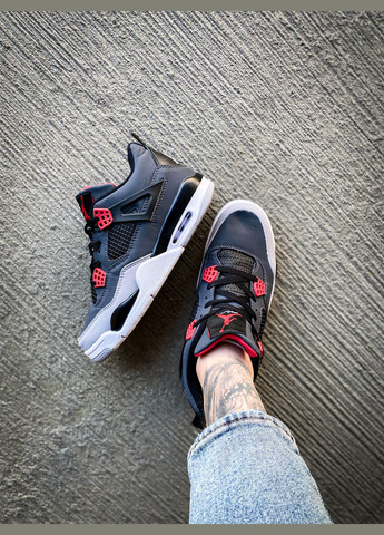 Серые всесезонные кроссовки мужские nike air jordan 4 retro infrared gray | найк аир джордан 4 ретро серые No Brand