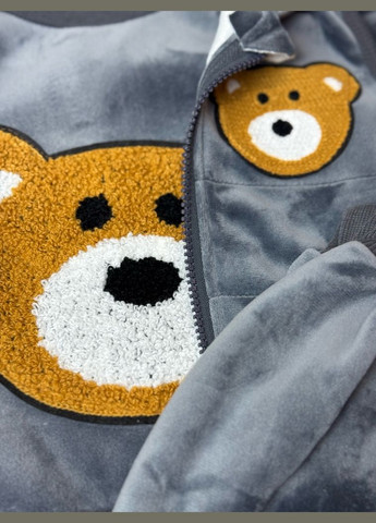 Сірий демісезонний костюм трійка ведмедик 4667 No Brand