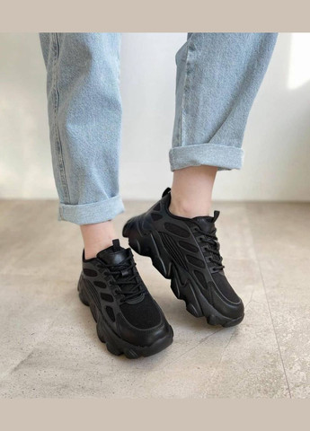 Женские черные кроссовки легкие (1916) No Brand чёрные демисезоны (336491811)