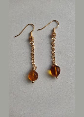 Сережки 2488 з натурального бурштину Медовий відтінок MINOV (311310483)