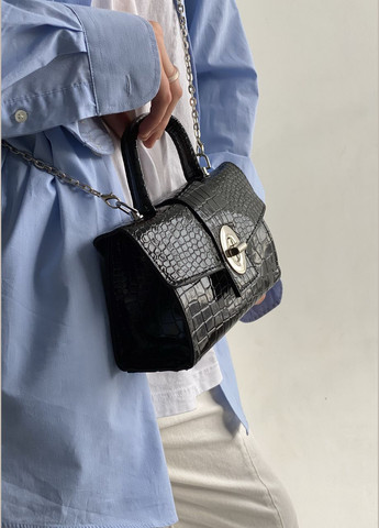 Жіноча сумка 305 крос-боді рептилия через плече чорна No Brand (292631147)