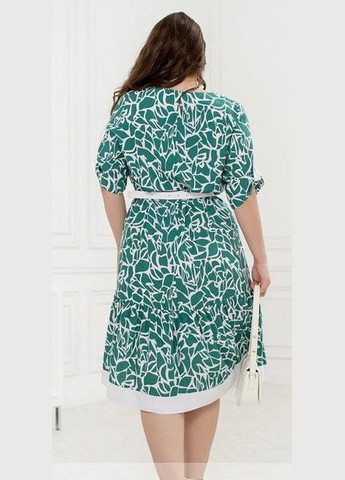 Зеленое джинсовое платье женское леди совершенство летнее 275 зеленый, 62 Sofia с рисунком