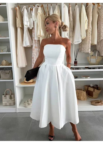 Белое женское платье креп костюмка No Brand