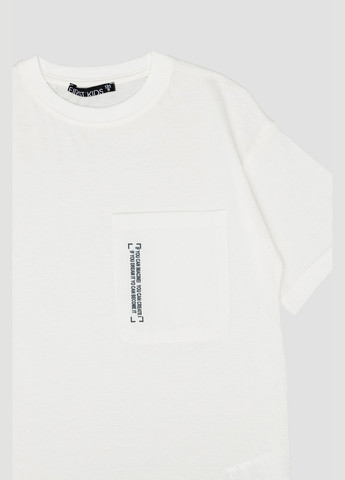 Молочна літня футболка з коротким рукавом для хлопчика колір молочний цб-00246547 First Kids