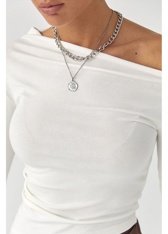 Ассиметричный лонгслив с открытым плечом Lurex (362622484)