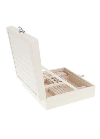 Шкатулка футляр ящик короб бокс органайзер для прикрас коштовностей з дзеркалом ключем 25,5х25,5х30 см (476675-Prob) Біла Unbranded (288044367)
