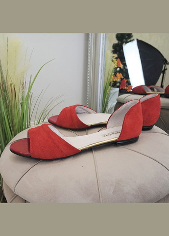 Красные босоножки женские замшевые на низком ходу, с закрытой пяткой. 39 размер Vasha para