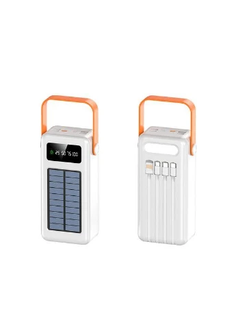 Повербанк с солнечной панелью 60000 mAh, белый No Brand (372377058)