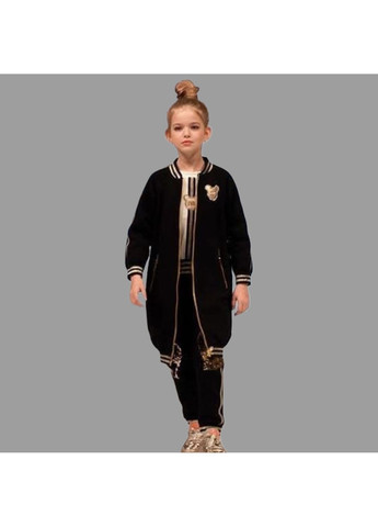 Бомбер теплый черный для девочки Mone на молнии (354827678)