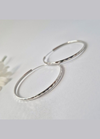 Серебряные сережки кольца Конго с насечкой 50 мм серебро 925 пробы 2907 5.90г No Brand (340108445)