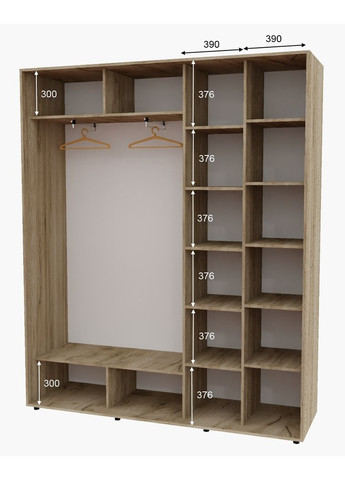 Шафа-купе дводверна 200*45*220 см Дуб крафт сірий 2 двері ДСП + Дзеркало Алекса (356770237)