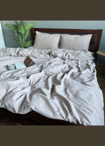 Постільна білизна Washed Cotton Однотонний Двоспальна 180 x 220 Варена бавовна Бежева 50 х 70 No Brand (307355943)