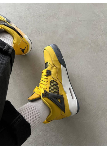 Білі Осінні кросівки чоловічі nike air jordan retro 4 yellow 1 найк аір джордан No Brand