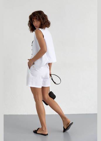 Женский костюм с шортами и жилеткой - белый цвет L (sku_9355) No Brand (327819498)