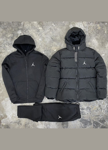 Черная зимняя 3 в 1 куртка зимняя + кофта на змейке + брюки комплект до -25℃ No Brand