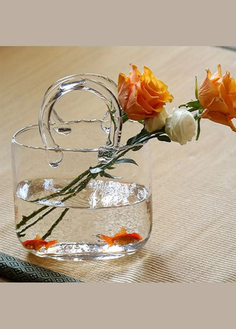 Стеклянная ваза для цветов в форме Сумки 20x11x26 см Bubble Bag, Прозрачная More (299914615)