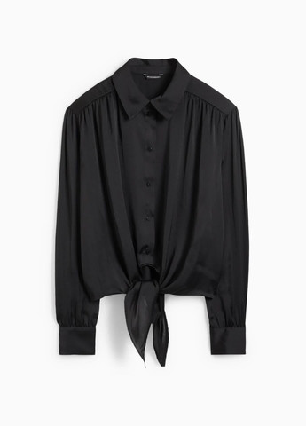 Черная летняя атласная блуза C&A