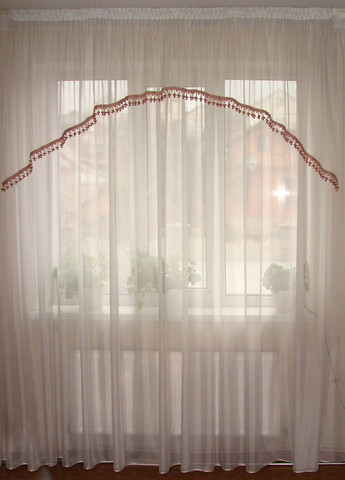 Ламбрекен Арка карниз 200см молочний з рожевою бахромою (15_6а) Firanka Simple (332211928)