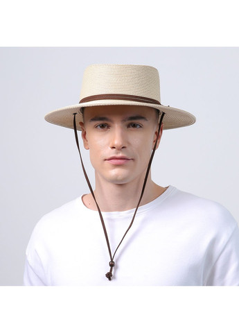 Шляпа порк-пай мужская с замшевым шнурком бумага бежевая ЕМЕРИ 734-081 LuckyLOOK 734-081М (331880153)