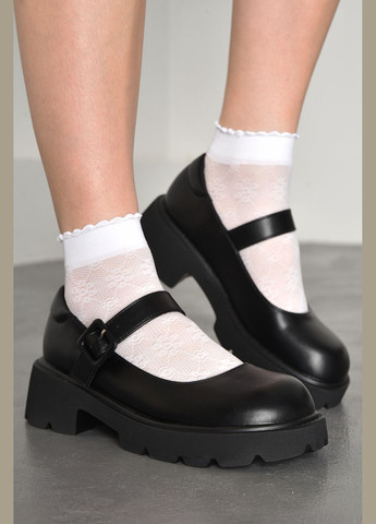 Черные женские классические туфли с цепочками украинские - фото