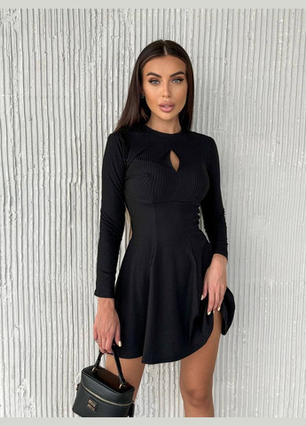 Черное повседневный женское платье с вырезом длины мини MonCher