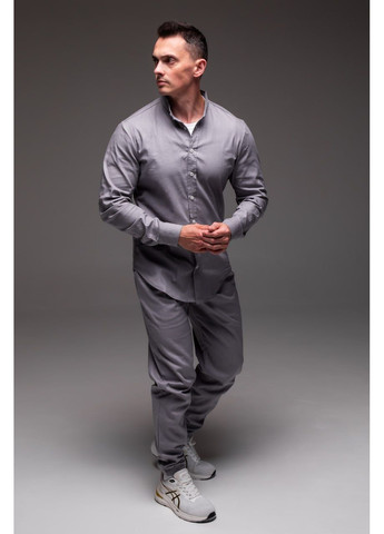 Серый демисезонный мужской льняной комплект (рубашка + штаны) с рубашкой, брючный Vakko