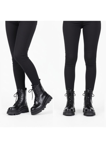 Черные осенние женские кожаные ботинки демисезонные 1730 черные Fabio Monelli