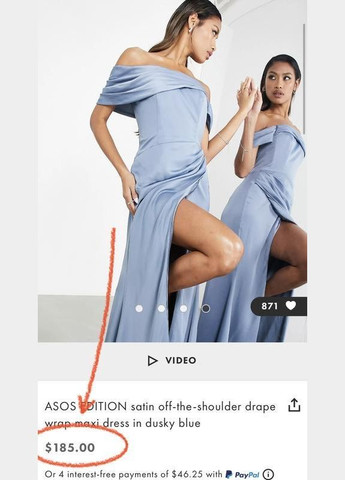 Голубое платье макси вечернее атласное Asos