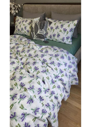 Постільна білизна Ніжність лаванди зелений DUO, ранфорс гофра (жатка) Сімейний розмір, наволочки 50/70 No Brand (364220845)