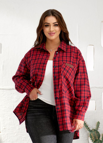 Красная повседневный, кэжуал рубашка в клетку No Brand с длинным рукавом