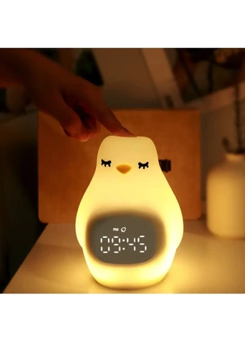 Акумуляторний нічник-будильник ZD-05, White у вигляді пінгвіна (Penguin Clock & Lamp) VHG (334305117)