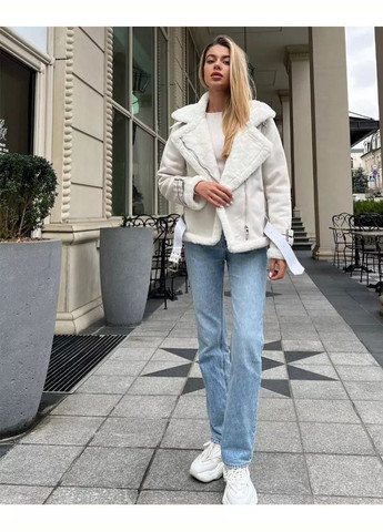 Жіноча дублянка 2141 Авіатор з поясом молочна You Best (303899216)