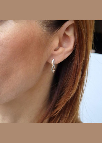 Серебряные сережки серьги с золотой пластиной Волна серебро 925 пробы золото 375 1555 1.77г No Brand (308369753)