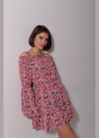 Пудрова жіноча сукня софт No Brand з квітковим принтом